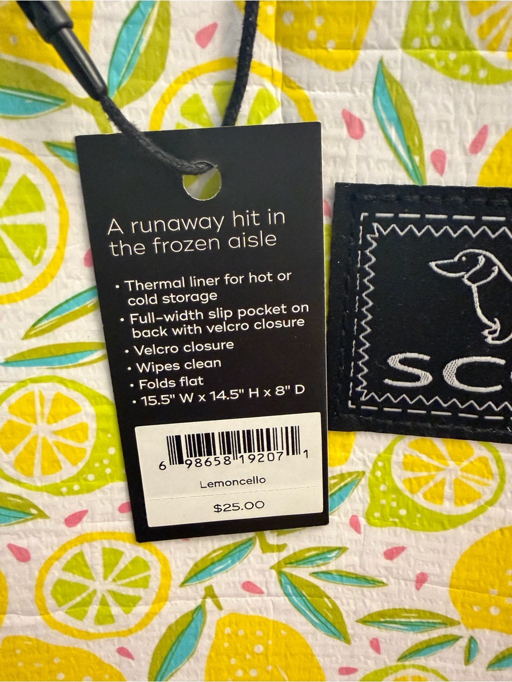 Scout Yellow Lemon Print Tote with Black Handles - Picture 2 of 8